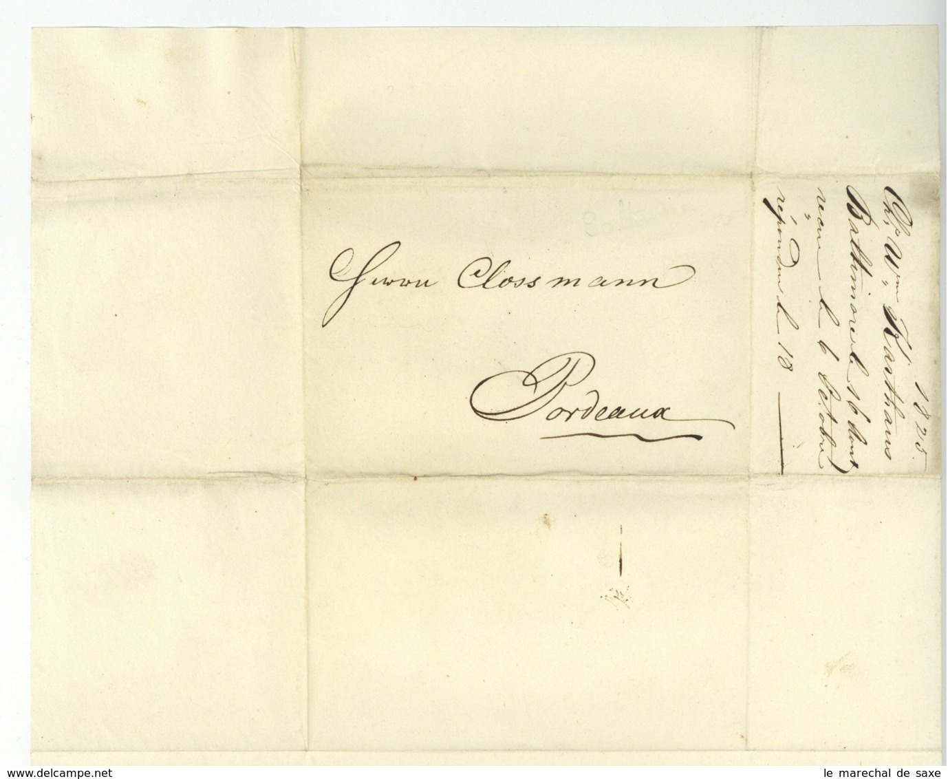 Baltimore USA 1825 Charles William Karthaus Letter To Clossmann In Bordeaux In German - Manoscritti