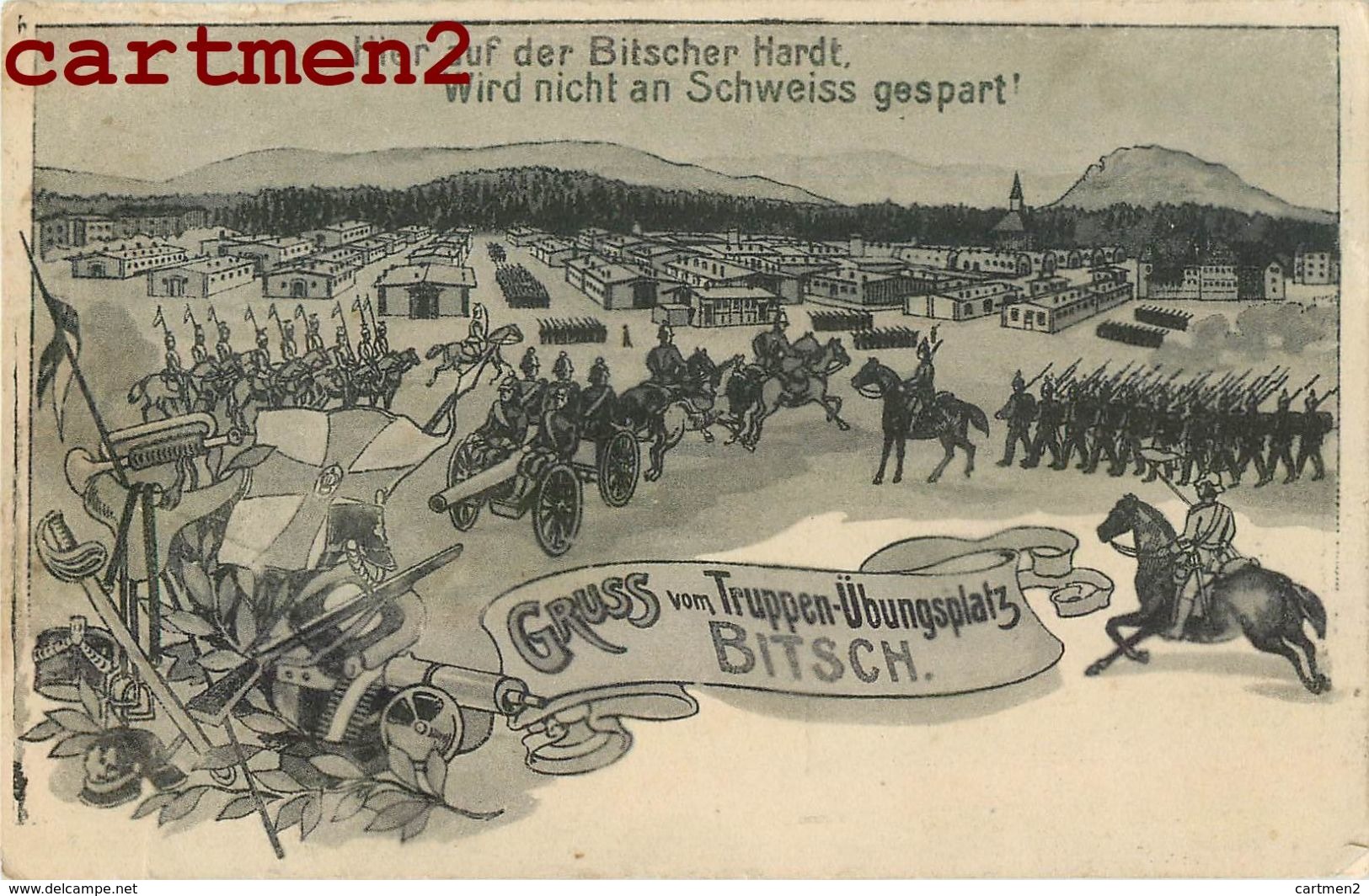 BITCHE CARTE ALLEMANDE BITSCH GRUSS VOM TRÜPPEN-ÜBUNGSPLATZ GUERRE PRUSSE 1870 MOSELLE 57 KRIEG - Bitche