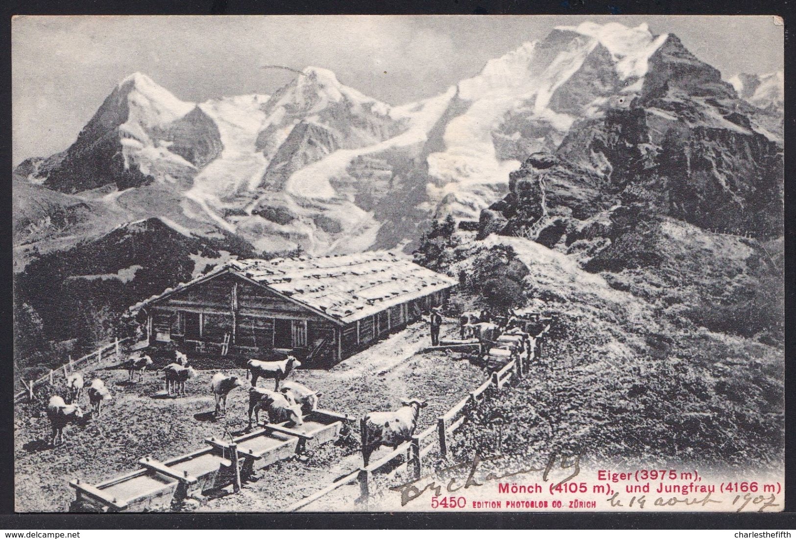 OLD CPA ** EIGER - MÖNCH Und JUNGFRAU - Mit  - Sehr Schön !! MIT BAUERNHOF ANIMIERT !! > Nach Charny ( France ) - Saint-Imier 