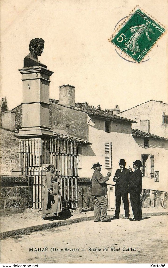 Mauzé * 1908 * Rue Et Statue De René Caillet - Mauze Sur Le Mignon