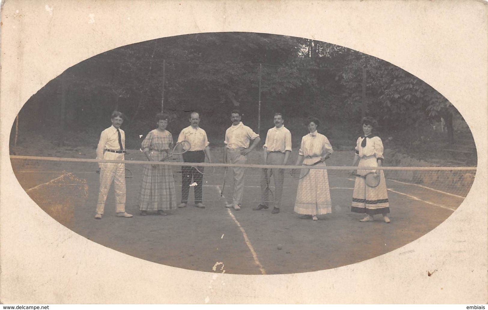 NEW YORK 1908 -  Court De Tennis Joueurs De Tennis. Carte Photo J.Gouriou Photographie Française New York - Stadien & Sportanlagen