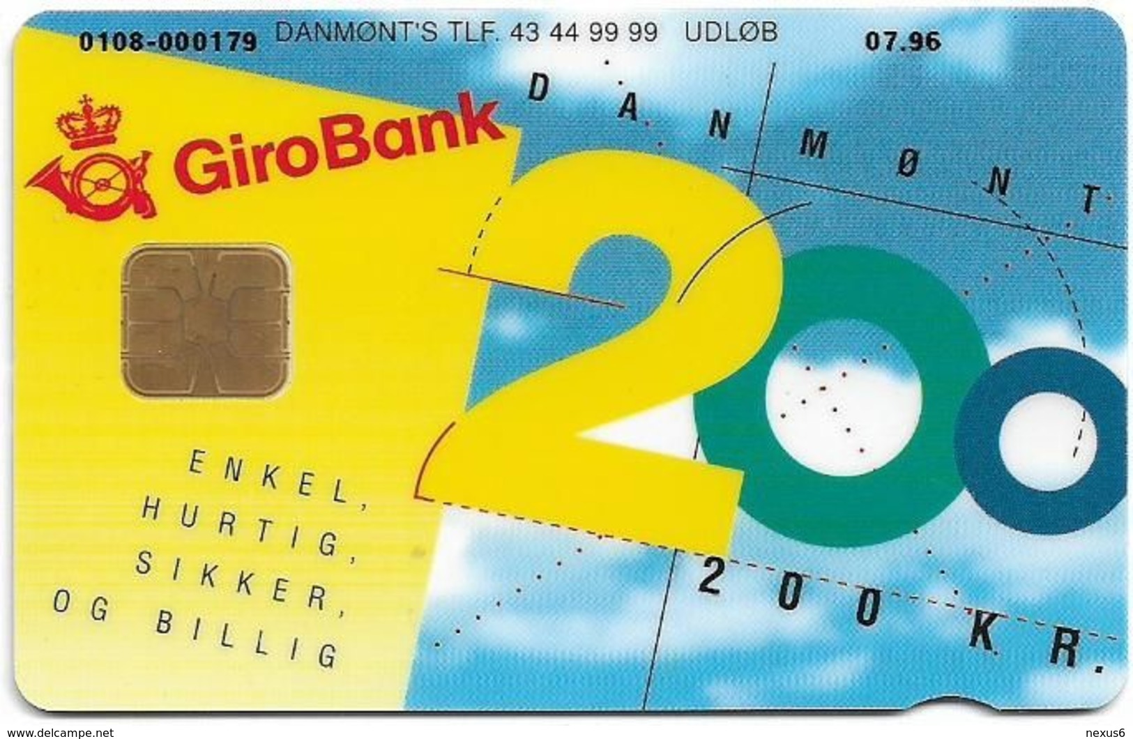 Denmark - Danmønt - Girobank & Posten - DD031B - 200Kr. Exp. 07.1996, 1.854ex, Used - Danemark