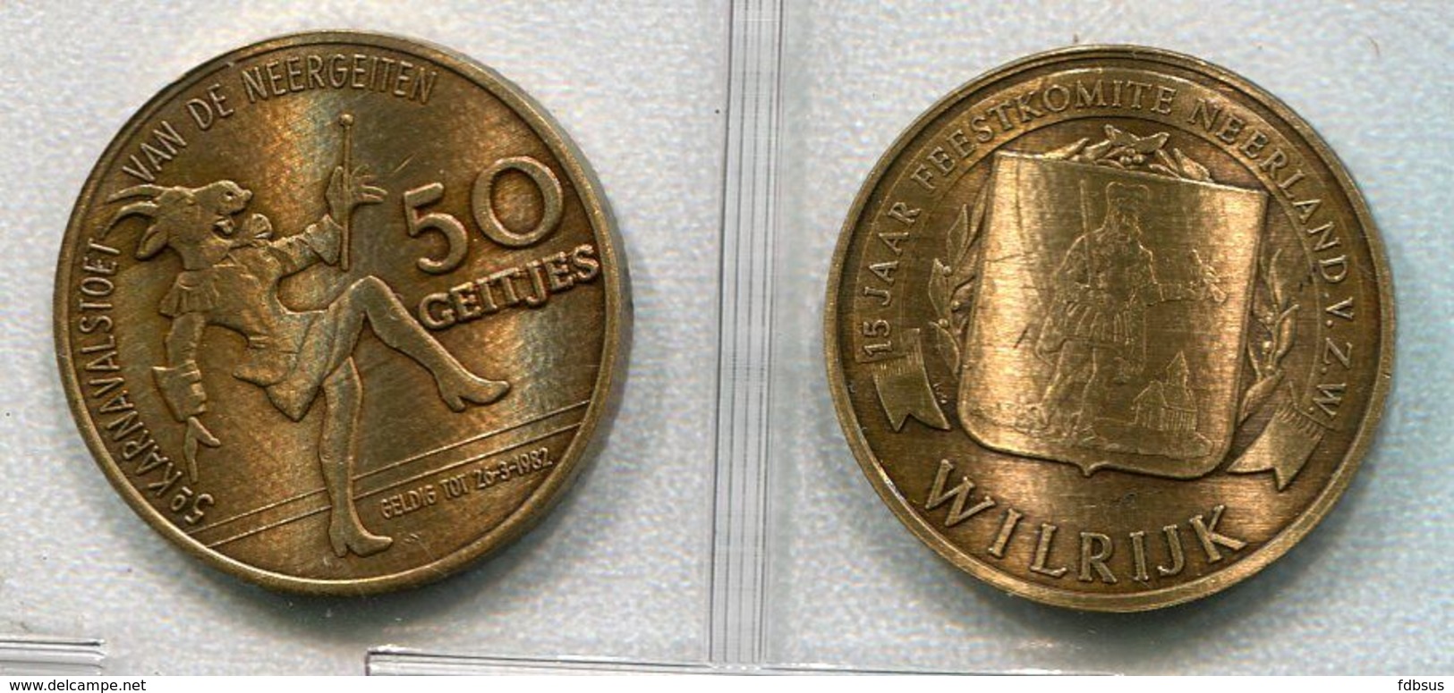 1982  Wilrijk - 50 Geitjes - Karnaval Neergeiten - Neerland Feestcomité - Token - Penning - - Nr 122 - BRONS Gepat !!!!! - Other & Unclassified