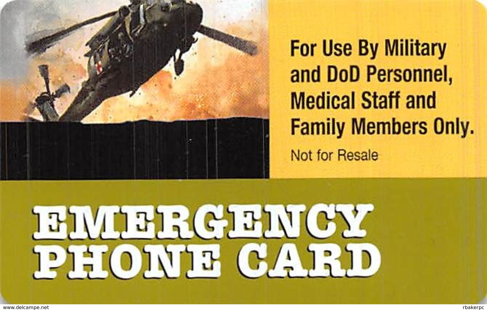 US Armed Services Emergency Phone Card - Help Our Wounded - Armée