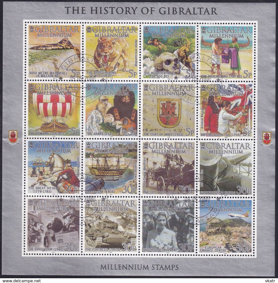 GIBRALTAR 2000 SG #916-31 Sheetlet Used New Millenium - Gibraltar