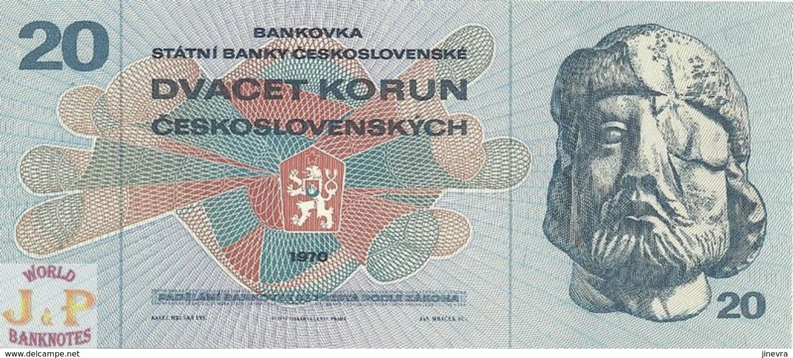 CZECHOSLOVAKIA 20 KORUN 1970 PICK 92 UNC - Tchécoslovaquie