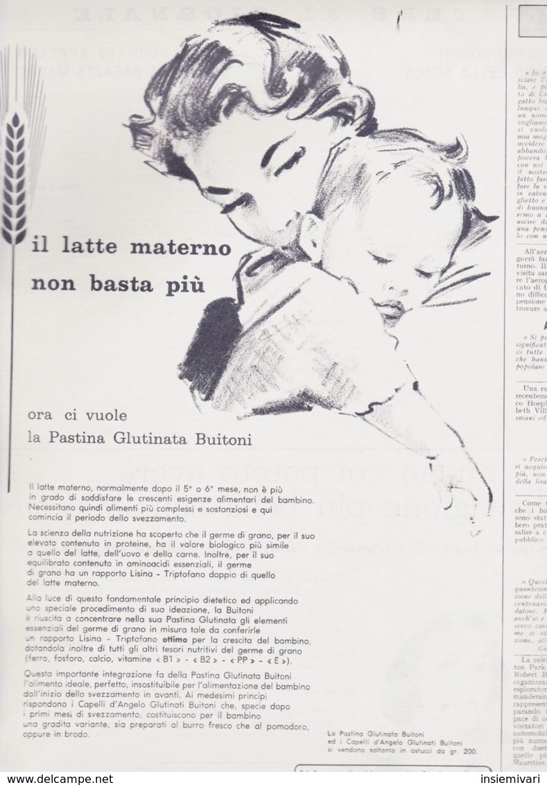 (pagine-pages)PUBBLICITA' BUITONI     L'europeo1957/595. - Other & Unclassified