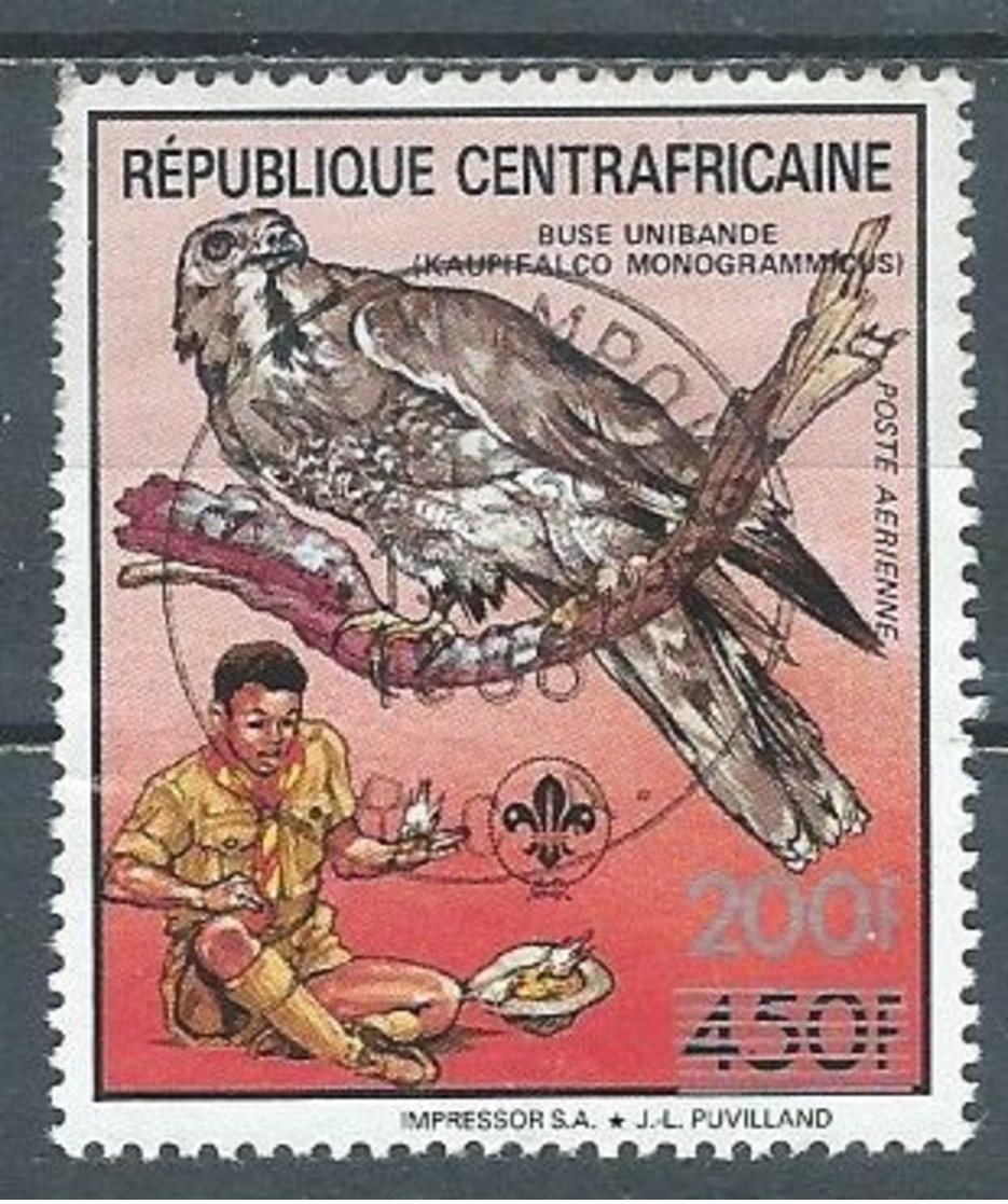 Centrafricaine Rép. Poste Aérienne YT N°372B Buse Unibande Surchargé Oblitéré ° - Repubblica Centroafricana