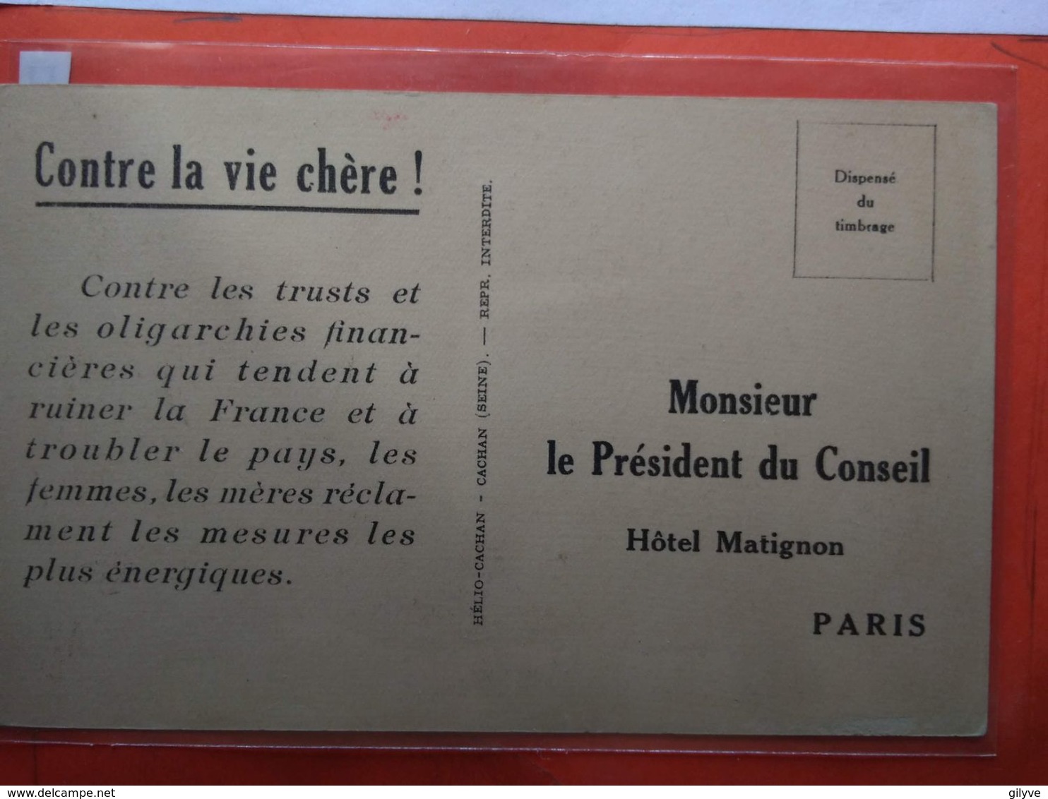 CPA .  Femme Au Foyer - Lutte Contre La Vie Chère ! Contre Les Trusts Et Les Oligarchies Financières...(Q.476) - Non Classés