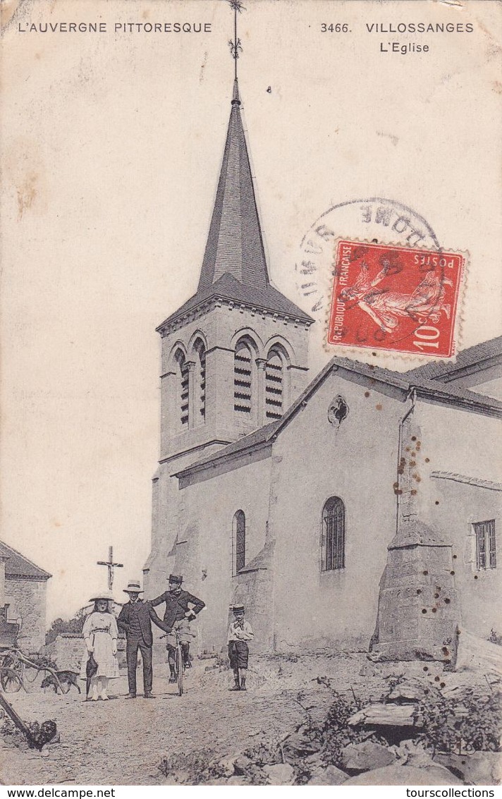 CPA 63 @ VILLOSANGES En 1909 - L'Eglise Animée - Vélo @ Editeur VDC N° 3466 - Sonstige & Ohne Zuordnung