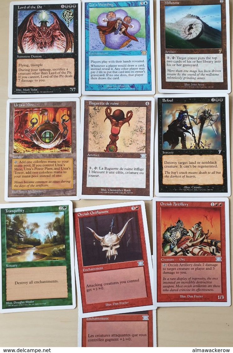 Accumulation of hundreds of MTG cards from different series, interesting opportunity starting at 0.99 Euro! See scans!