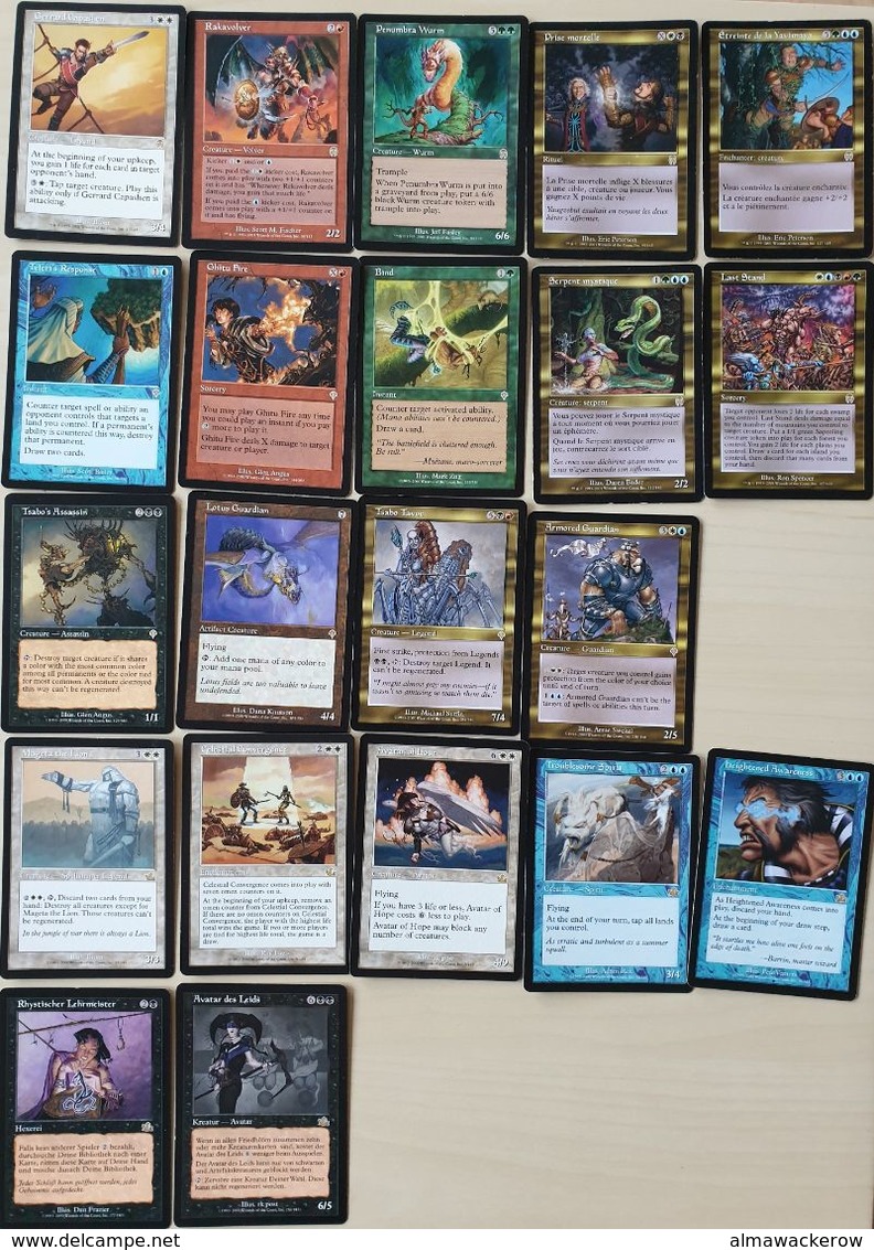 Accumulation of hundreds of MTG cards from different series, interesting opportunity starting at 0.99 Euro! See scans!