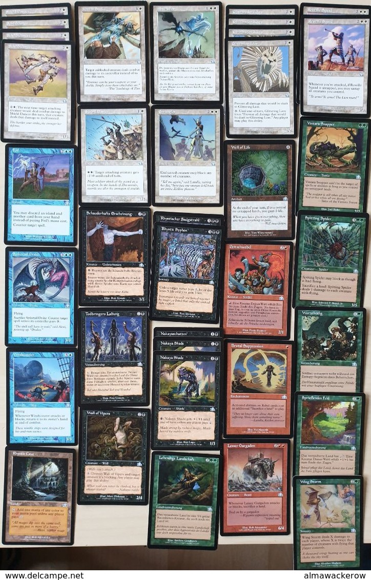 Accumulation of hundreds of MTG cards from different series, interesting opportunity starting at 0.99 Euro! See scans!