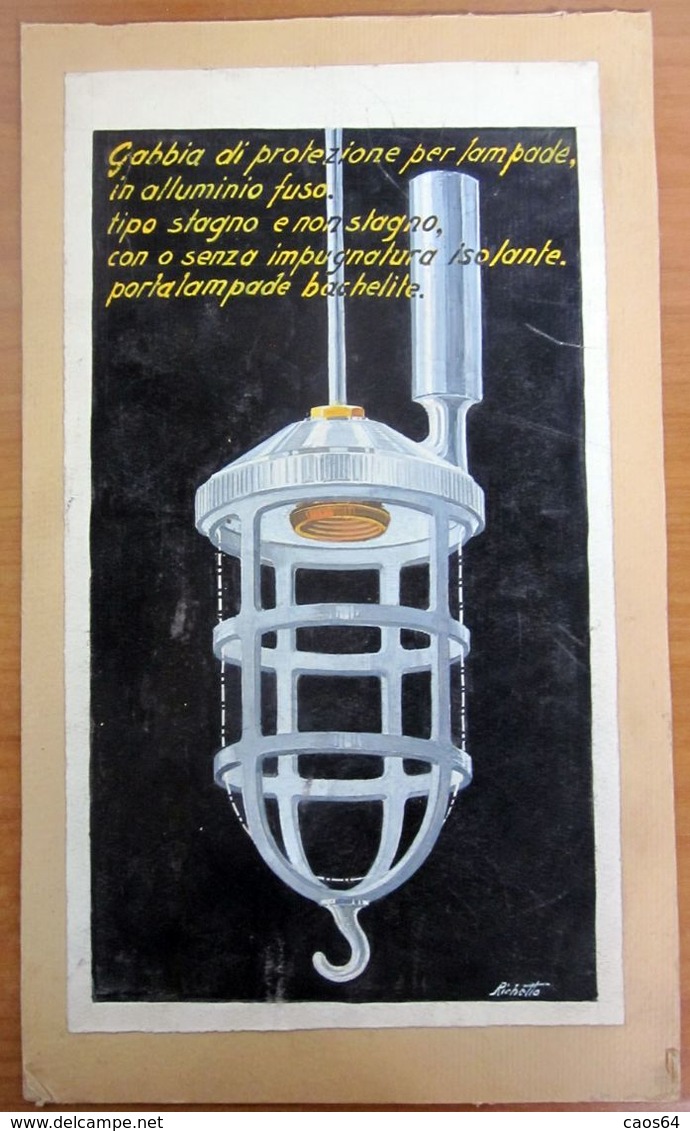 GABBIA DI PROTEZIONE PER LAMPADE ILLUSTRAZIONE ORIGINALE VINTAGE RICHETTO ACRILICO - Acryliques