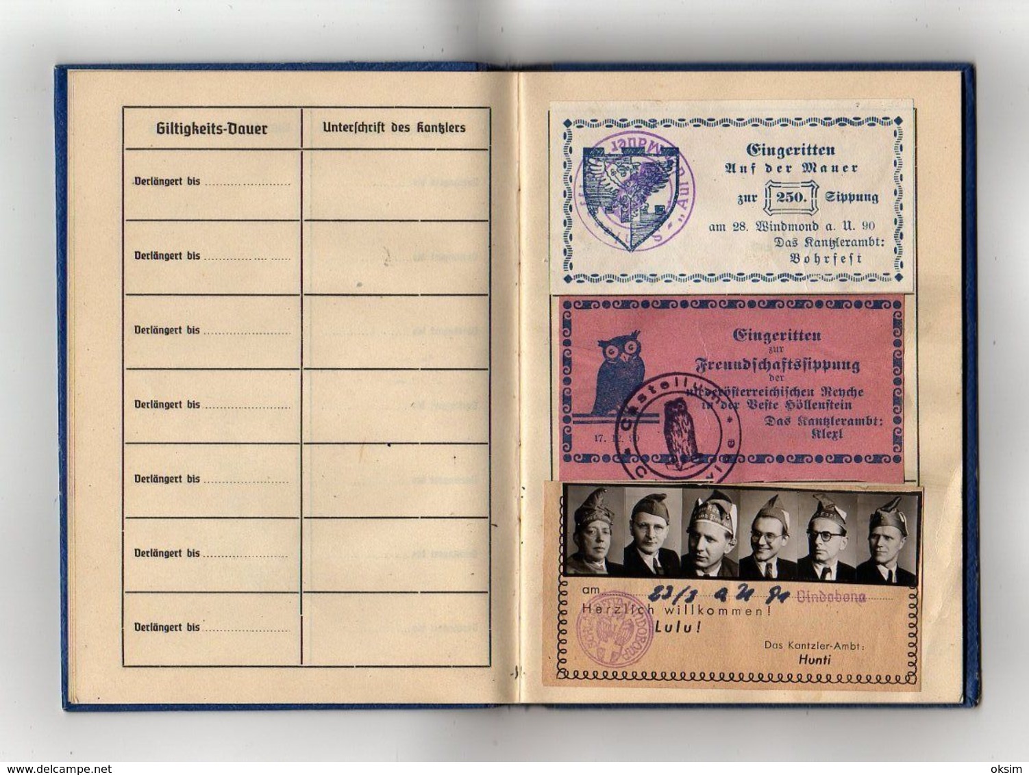 SCHLARAFFEN PASS, SCHLARAFFEN PASSPORT, SCHLARAFFIA, 1891 - Historical Documents