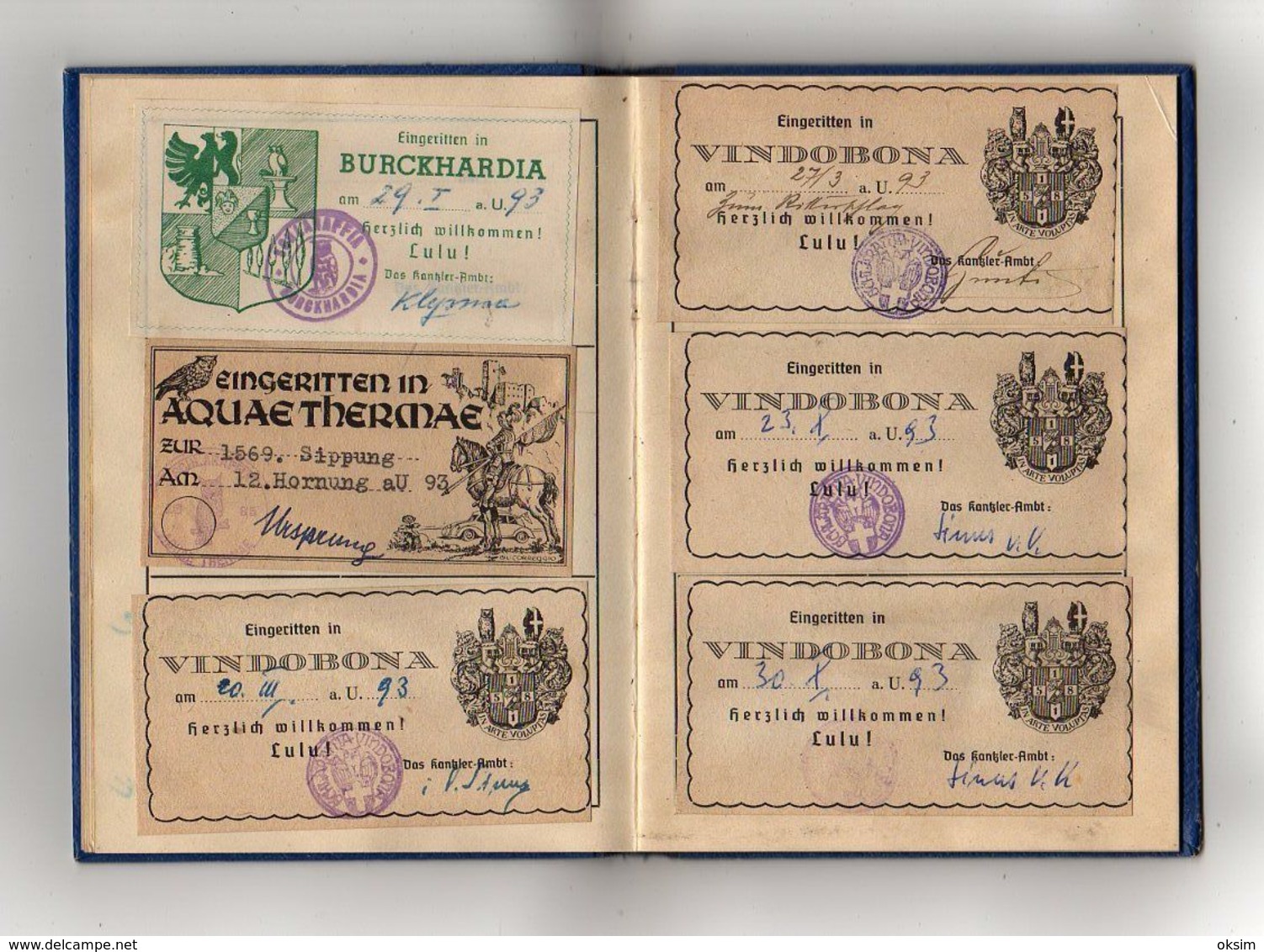 SCHLARAFFEN PASS, SCHLARAFFEN PASSPORT, SCHLARAFFIA, 1891