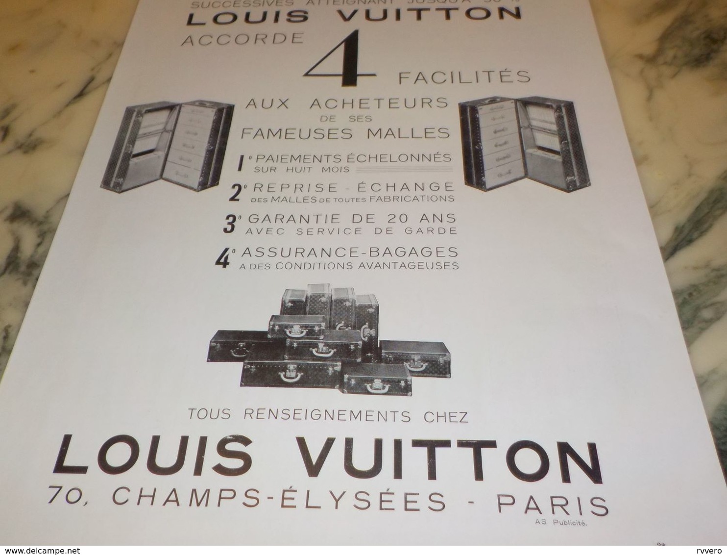 ANCIENNE PUBLICITE MALLE LOUIS VUITTON  1933 - Other & Unclassified