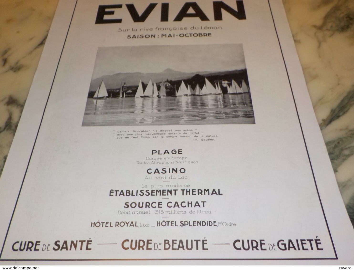 ANCIENNE PUBLICITE VOYAGE VACANCE EVIAN 1933 - Other & Unclassified