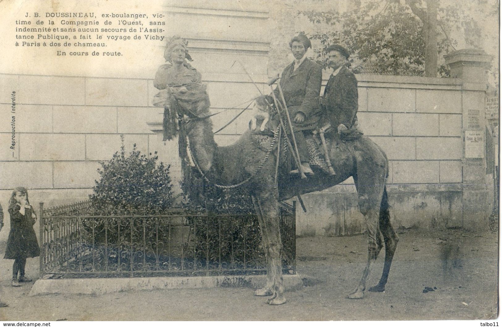 Doussineau, Ex Boulanger Ruiné - Voyage Vichy à Paris à Dos De Chameau - Autres & Non Classés