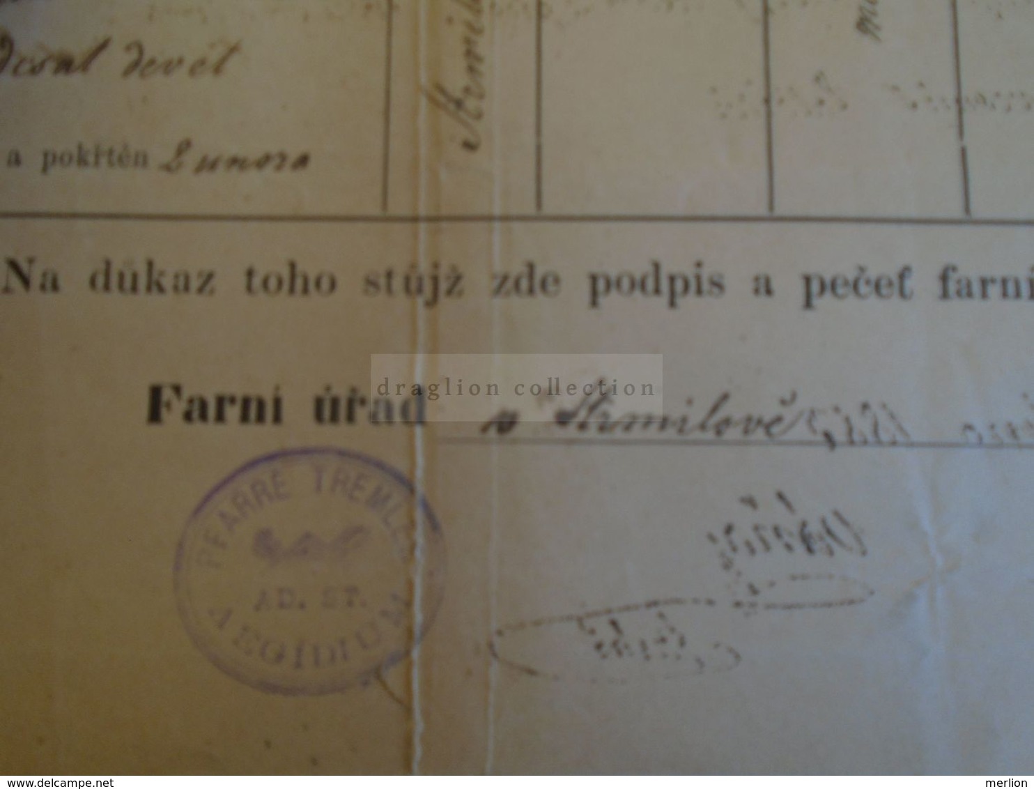 D172609  Old Document -  Strmilov -Czechia - Okres Hradec - Matej Vrabec 1883 - Nacimiento & Bautizo