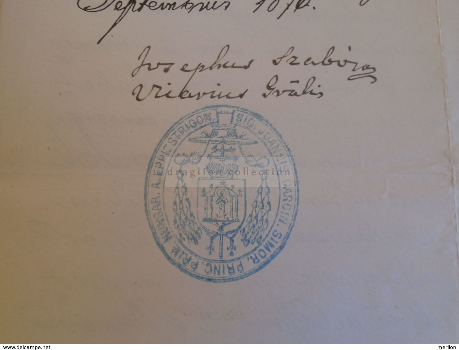 D172612  Old Document - Hungary Esztergom Strigonii - Joannes Simor Primas Priceps - Letter To Simon KLEMPA 1876 - Nacimiento & Bautizo