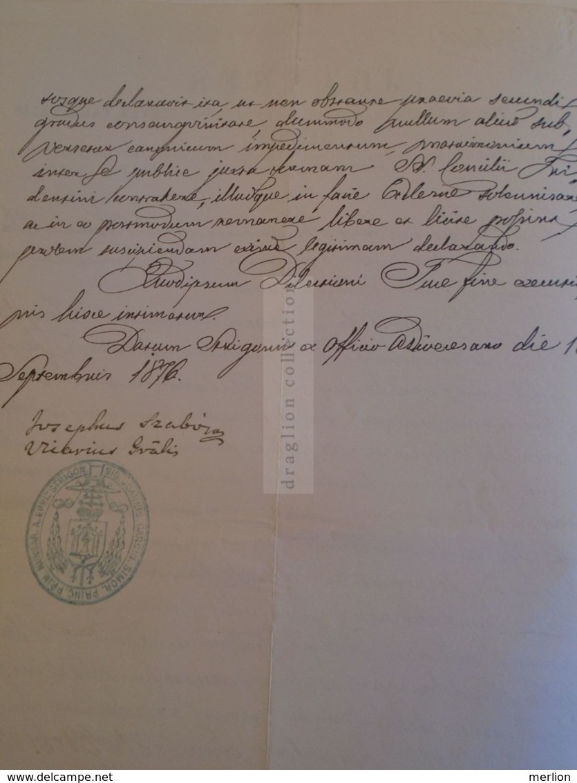 D172612  Old Document - Hungary Esztergom Strigonii - Joannes Simor Primas Priceps - Letter To Simon KLEMPA 1876 - Nacimiento & Bautizo