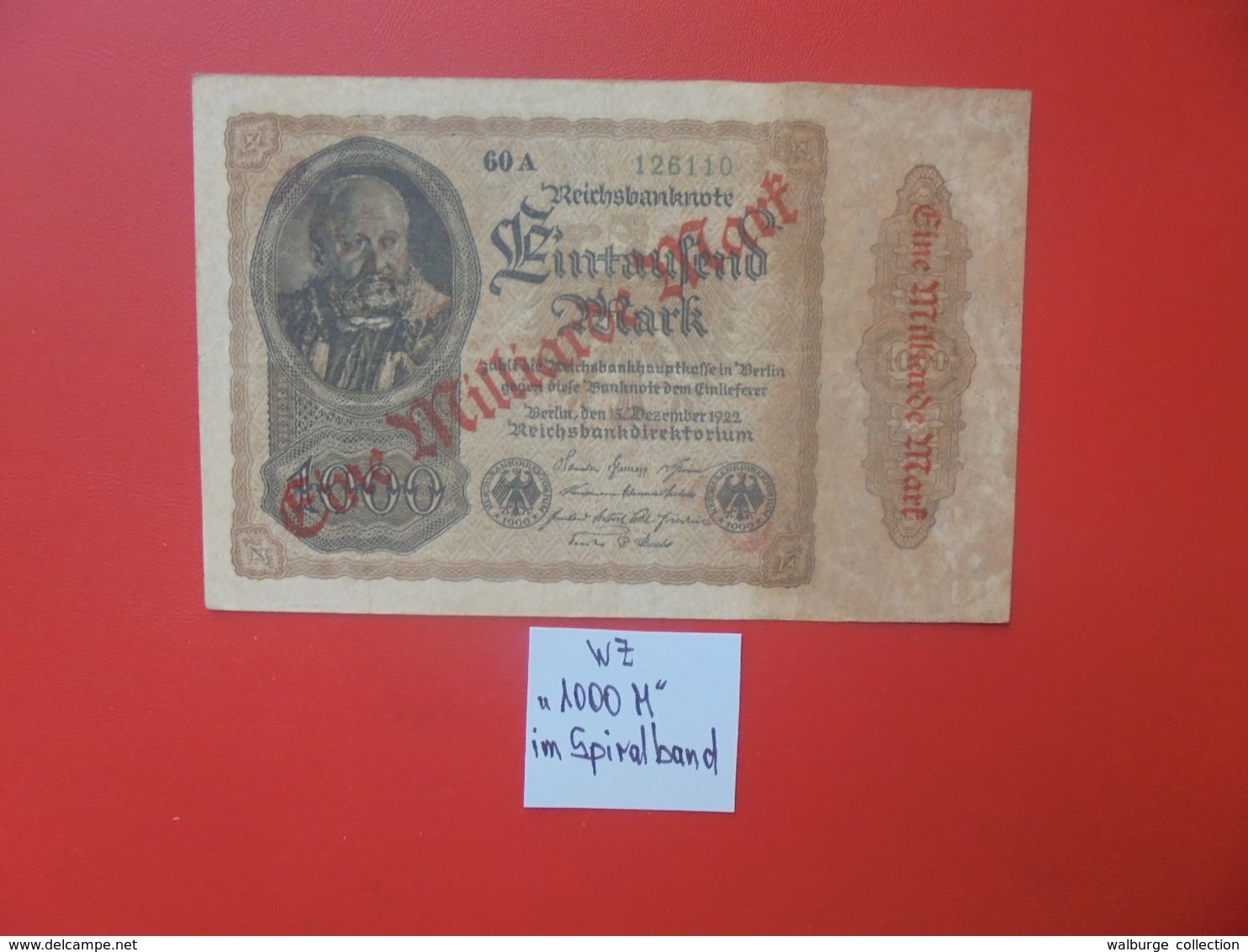 Reichsbanknote 1 MILLIARDE MARK 1922/23-SANS(N°)+ 6 CHIFFRES CIRCULER (B.16) - 1 Mrd. Mark