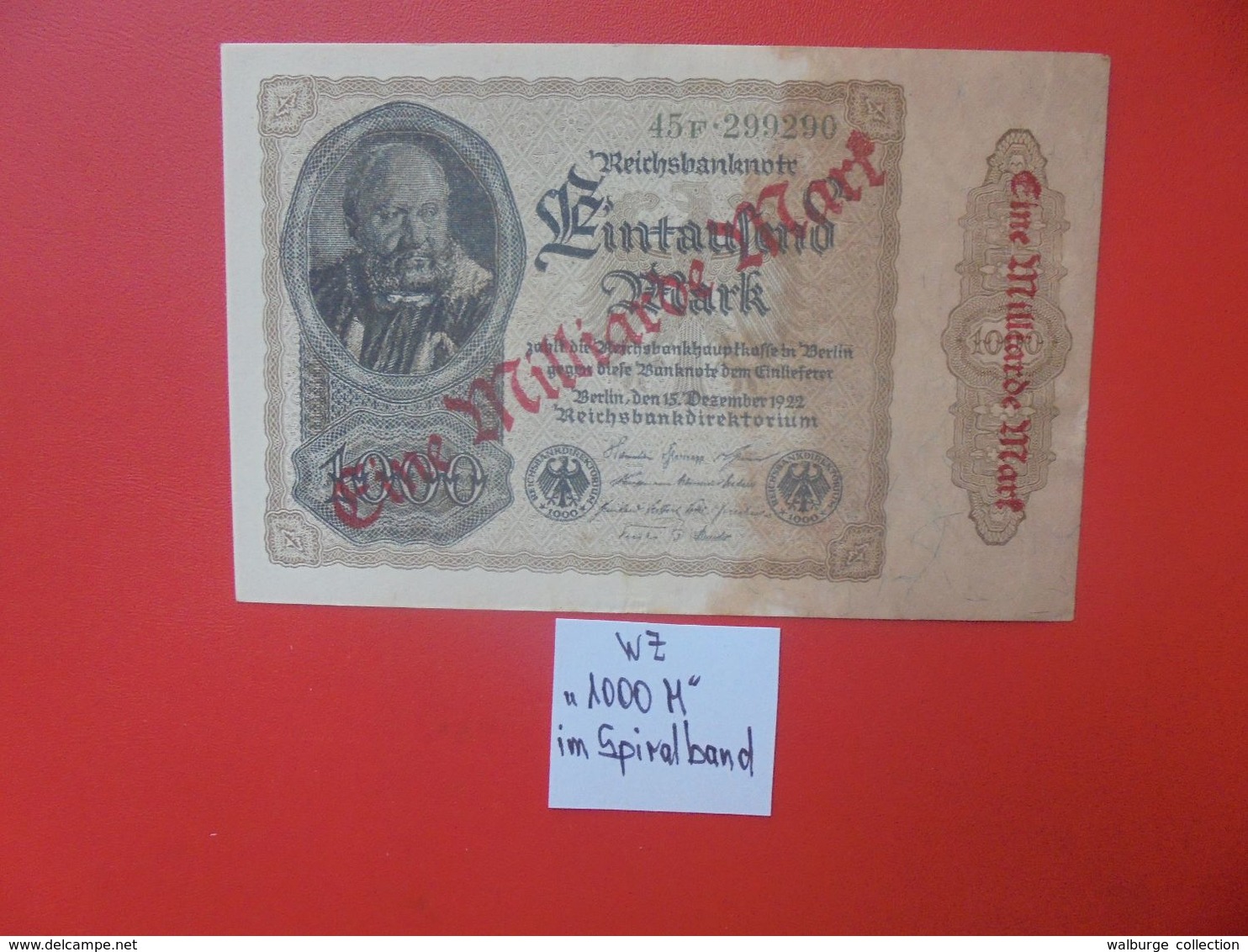 Reichsbanknote 1 MILLIARDE MARK 1922/23-2 CHIFFRES+1 LETTRE+ 6 CHIFFRES CIRCULER (B.16) - 1 Mrd. Mark