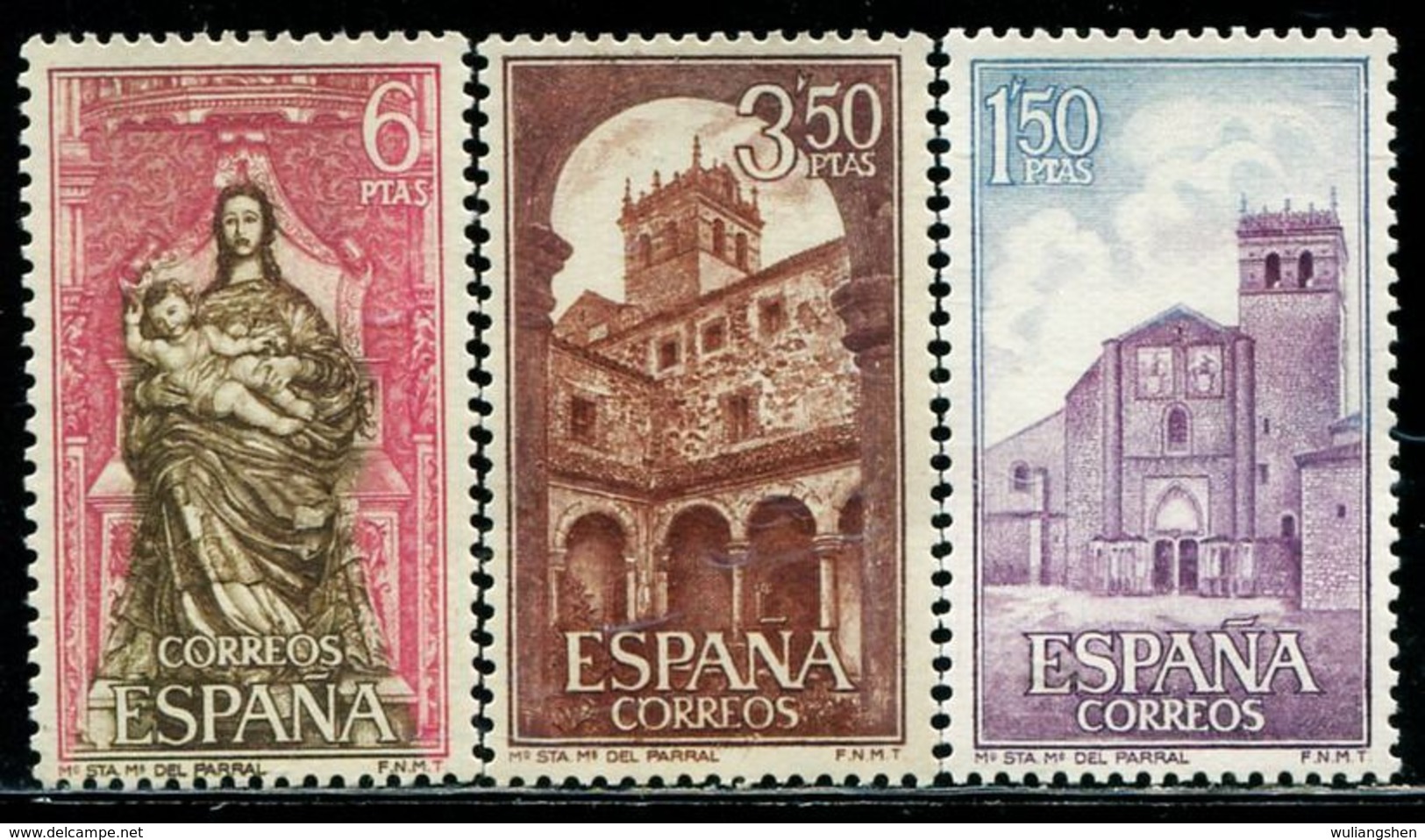 TT0182 Spain 1968 Our Lady And Monastery Building 3V Engraved Edition - Unused Stamps