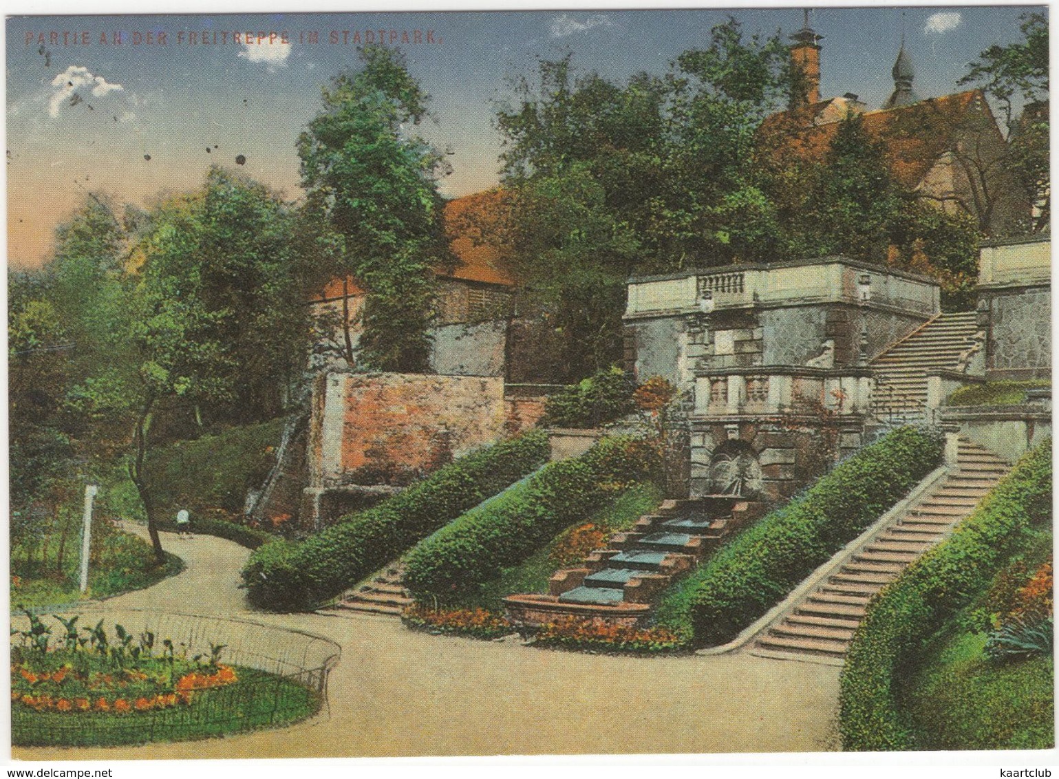 Riesa - Historische Freitreppe Im Stadtpark (um 1915) - Riesa