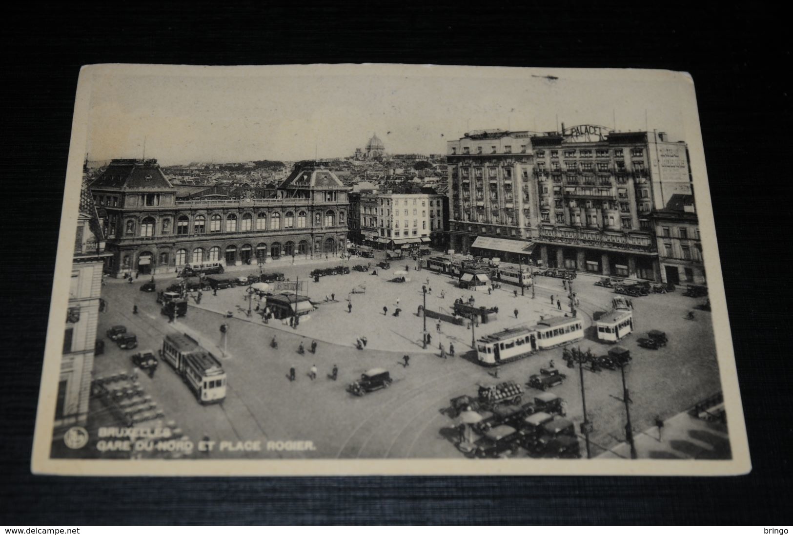 17119-             BRUSSEL - BRUXELLES - Gare Du Nord Et Place Rogier - 1936 / Bus / Auto / Car / Coche / Voiture - Tram - Chemins De Fer, Gares