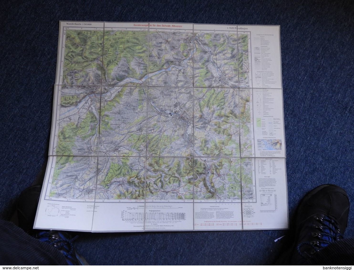 Wanderkarte 1:50.000 Blatt L7520"Reutlingen 1960 - Mappamondo