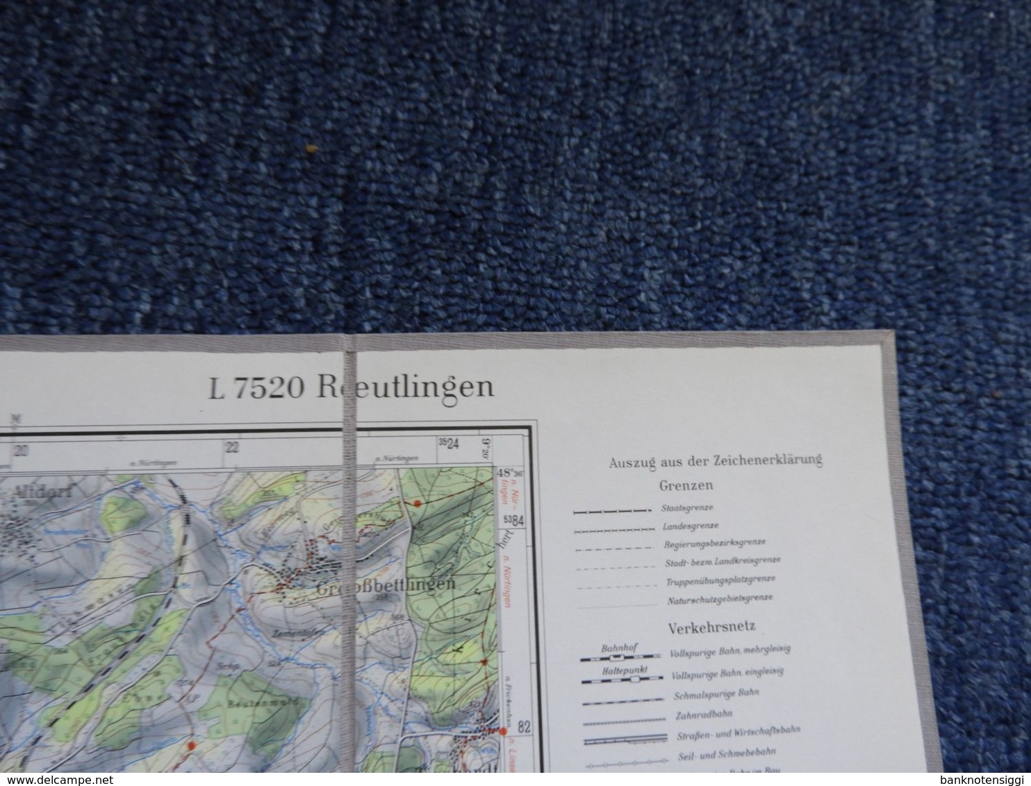 Wanderkarte 1:50.000 Blatt L7520"Reutlingen 1960