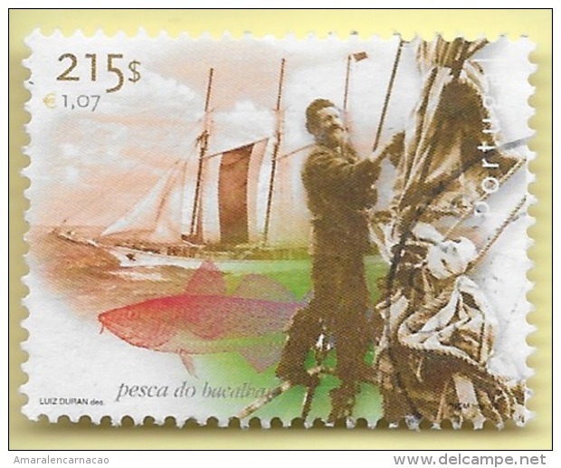 TIMBRES - STAMPS - FRANCOBOLLI - SELLOS - PORTUGAL - 2000 - PÊCHE À LA MORUE - TIMBRE OBLITÉRÉ CLÔTURE DE SÉRIE - Food