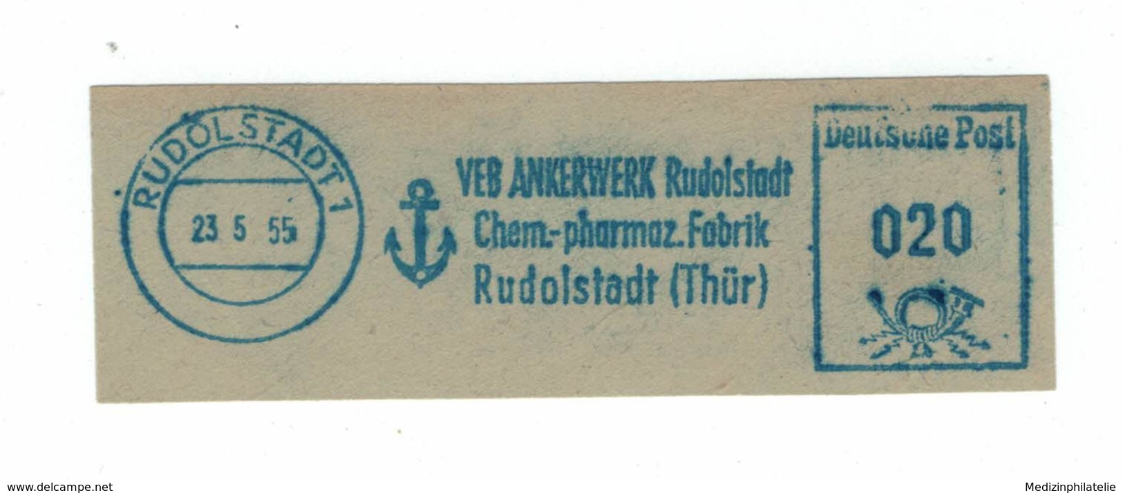 Briefausschnitt AFS - DDR VEB Anker-Werk Rudolstadt Chemisch-pharmazeutische Fabrik 1955 - Pharmacy