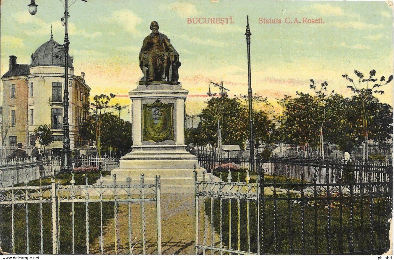 Roumanie Bucarest (Bucuresti)  - Statue De C.A.Roseti (Rosetti) Colorisé 1913 BE - Rumänien
