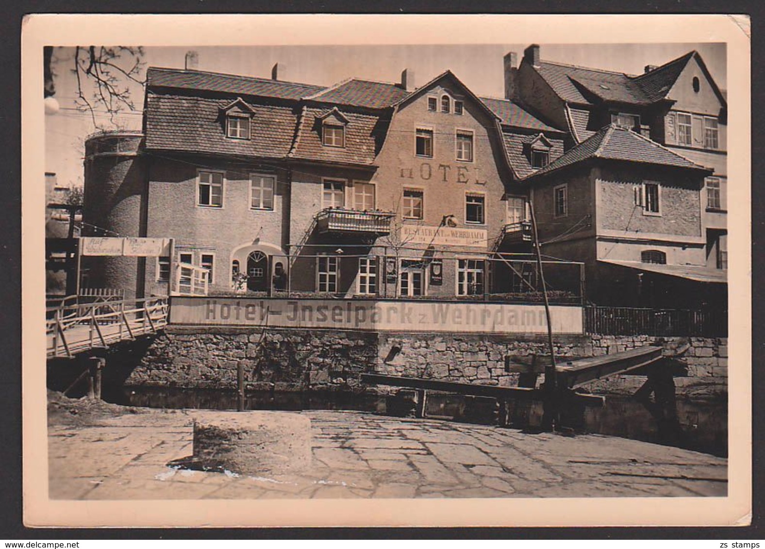 Bad Kösen (Saale) Photokarte Hotel Zum Wehrdamm Und Hotel Inselpark, SoSt. "Bad Aller Schaffenden" - Bad Koesen