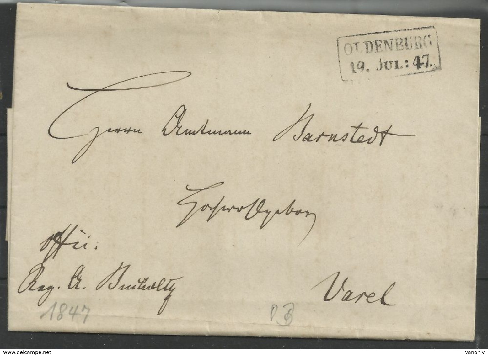 Ra2 Oldenburg 19. Juli 1847 Nach Varel (Amtmann Barnstedt) - [Voorlopers