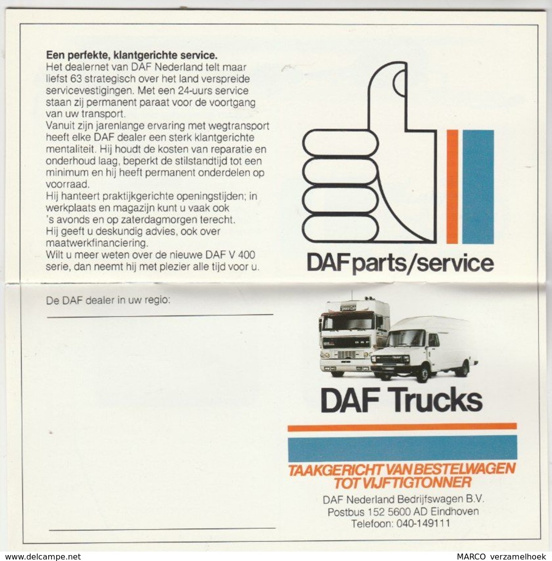 Brochure-leaflet: DAF Trucks Eindhoven DAF 400 - Camions