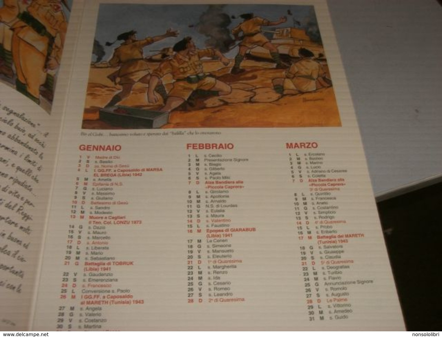 CALENDARIO 1999 REGIO ESERCITO ITALIANO RGT GIOVANI FASCISTI VOLONATARI 2° CONFLITTO MONDIALE 1940-43AFRICA SETTENTRIONA - Big : 1991-00