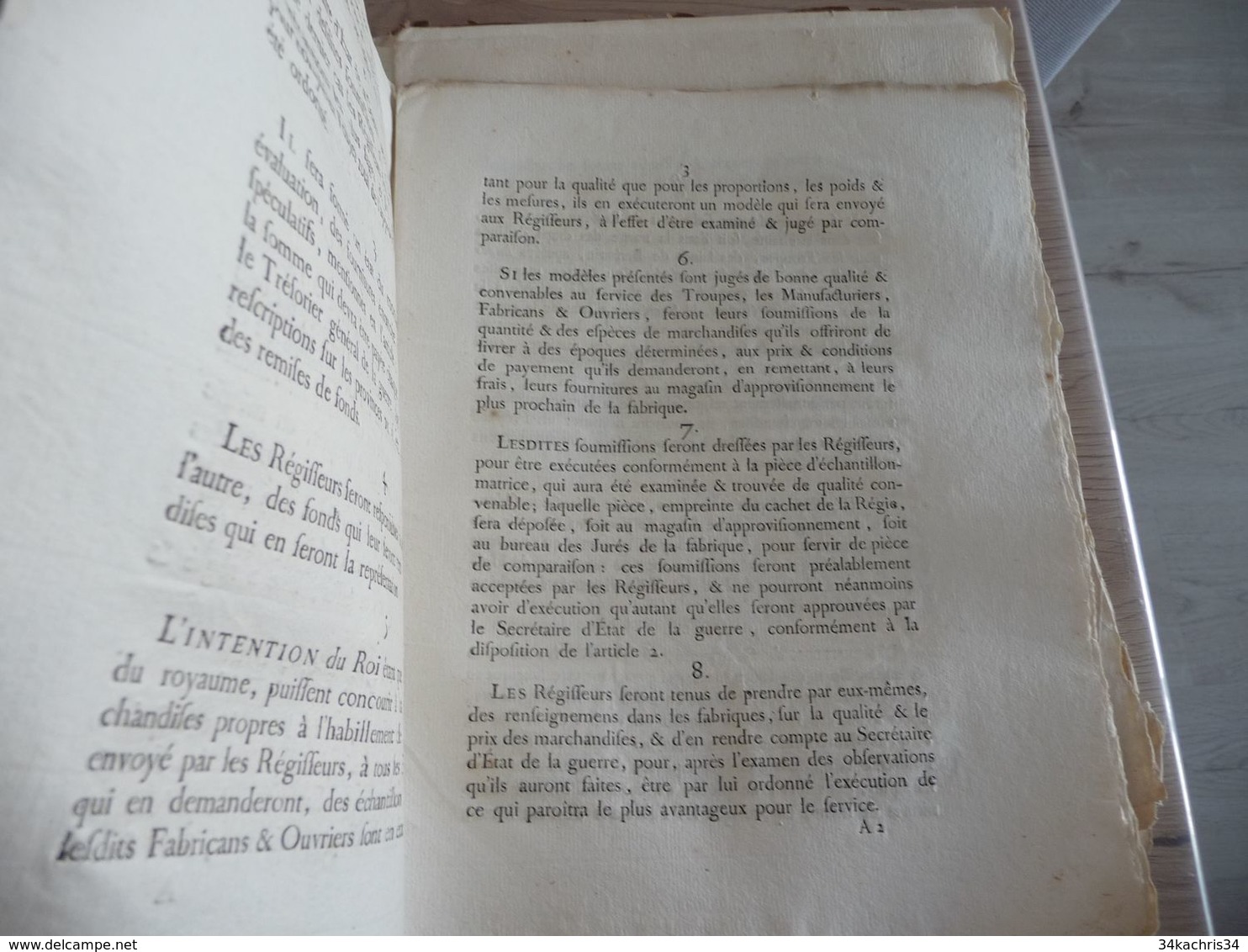 Règlement Concernant La Régie De L'Habillement Et équipement Des Troupes 19/12/1784 - Décrets & Lois