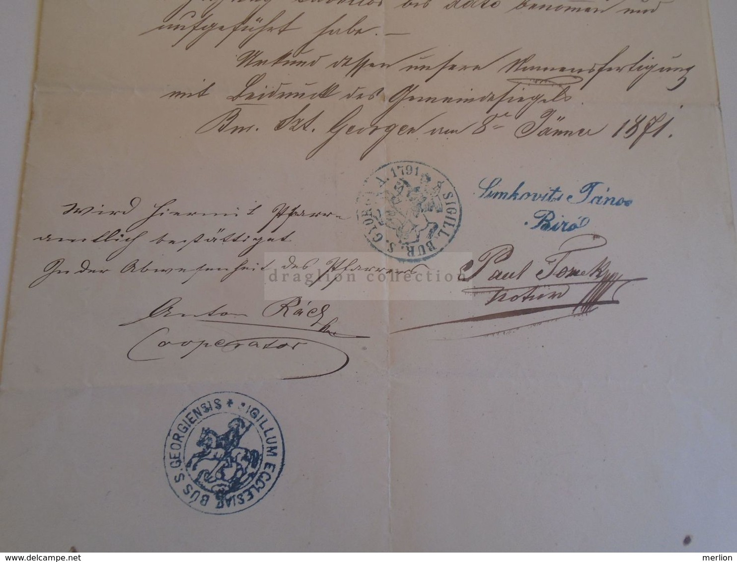 D172622 Old Document -SLOVAKIA  Búrszentgyörgy - Borský Svätý Jur, - Bur-Sankt-Georg -Simkovits János Bíró 1871 - Altri & Non Classificati