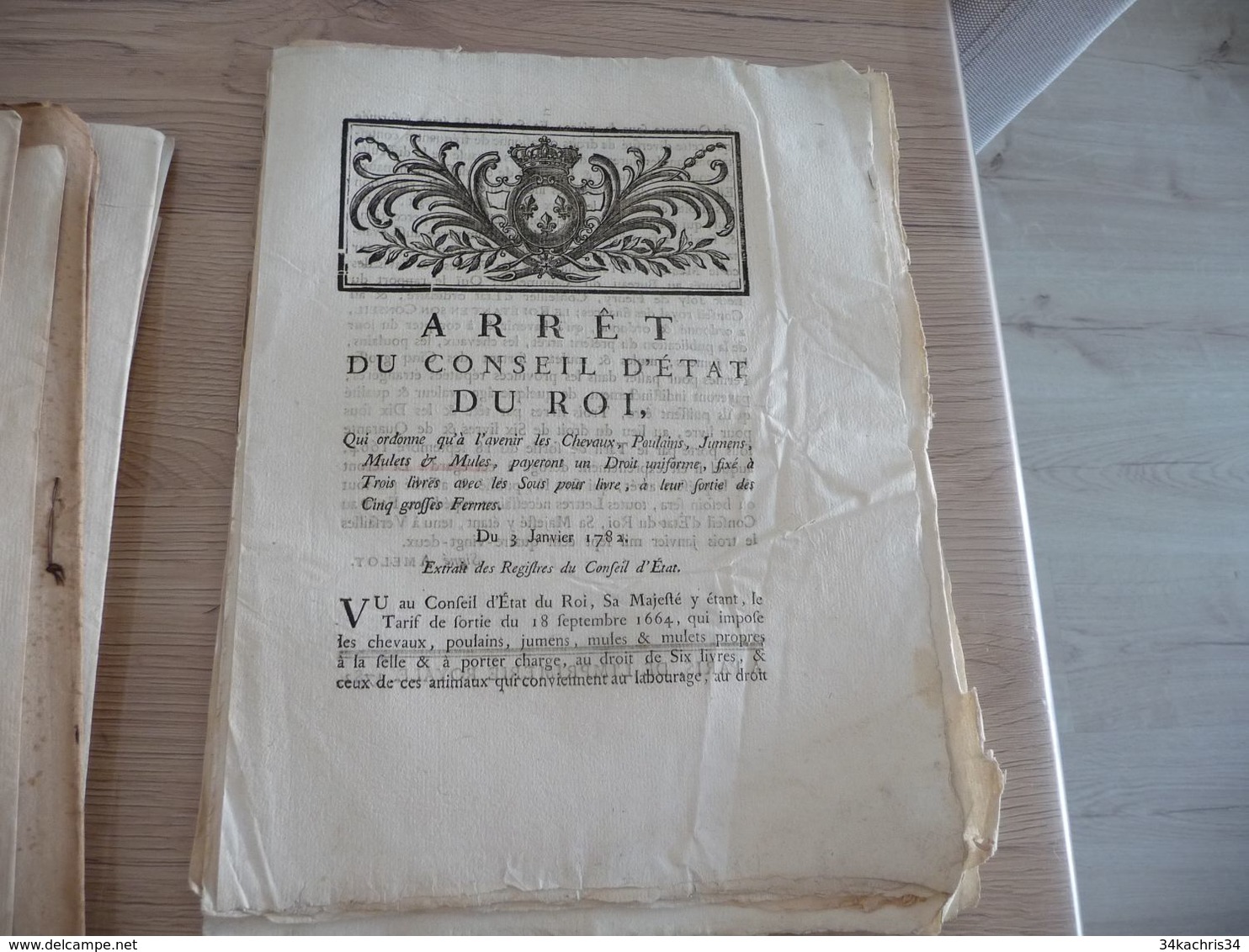 Arrêt Du Conseil Du Roi 03/01/1782 Paiement Droit Chevaux Poulains Juments... - Décrets & Lois