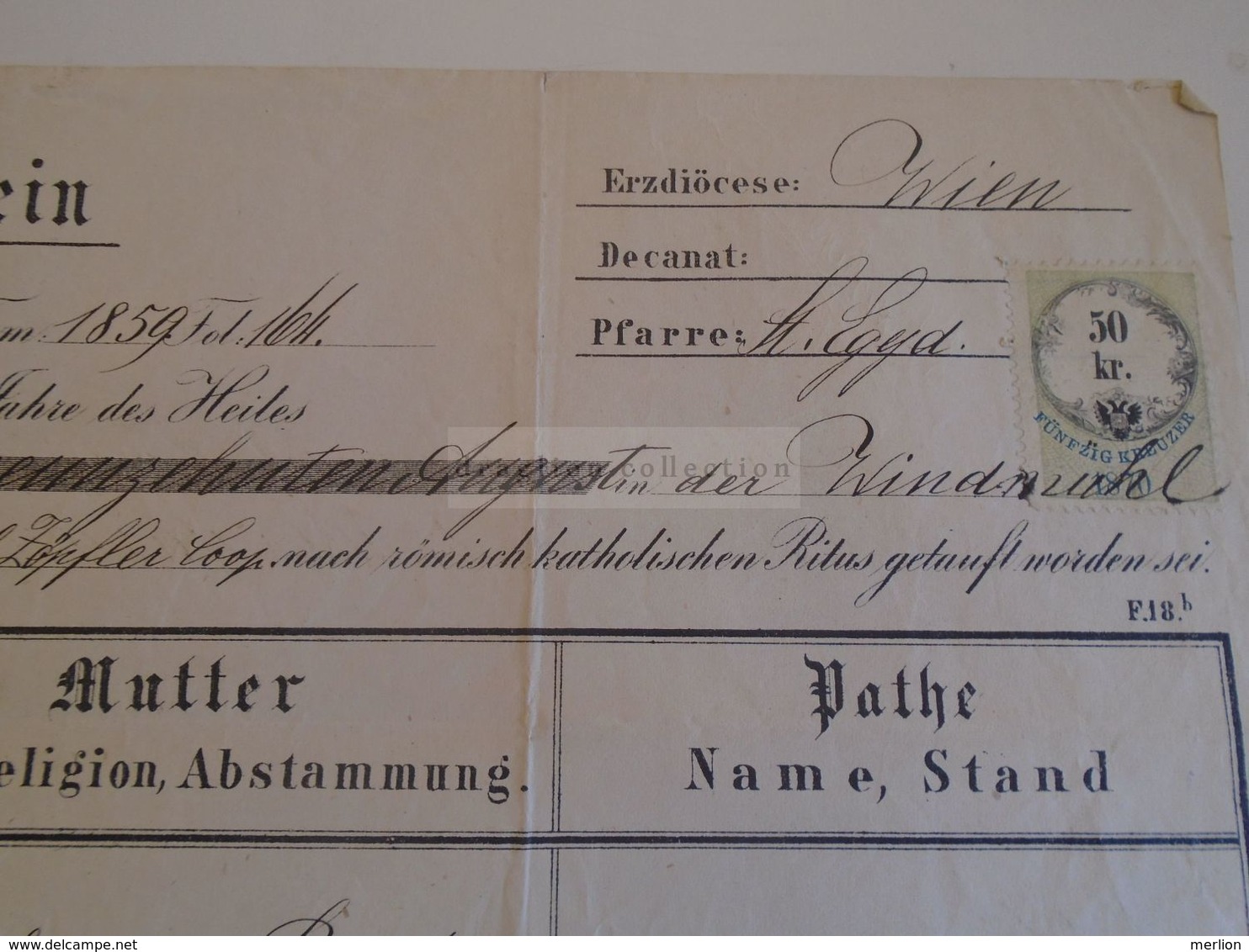 D172626 Old Document - Austria WIEN - Gumperdorf Pfarre St. Aegyd 1874 - Carolina ATZGER - Böck- Jacklin- Schubert - Nacimiento & Bautizo