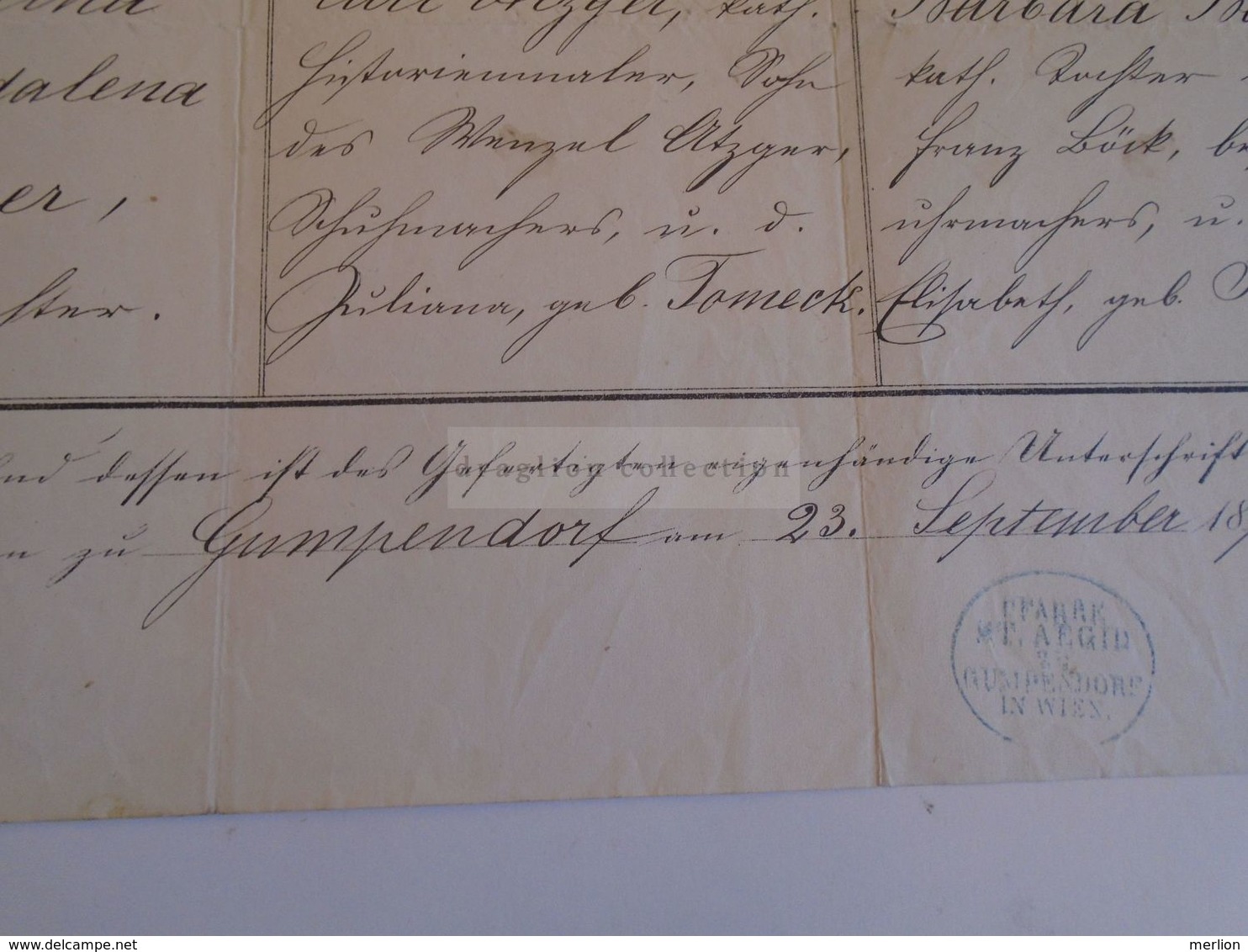 D172626 Old Document - Austria WIEN - Gumperdorf Pfarre St. Aegyd 1874 - Carolina ATZGER - Böck- Jacklin- Schubert - Nacimiento & Bautizo