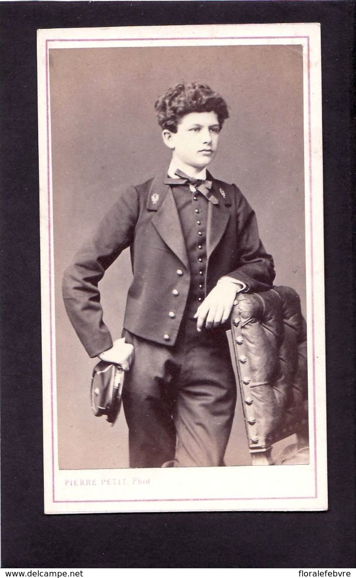 CDV PIERRE PETIT  ( élève De Disdéri ) )  PARIS  :   Jeune Pensionnaire De Lycée Impérial Vintage Albumen Circa 1860 - Ancianas (antes De 1900)