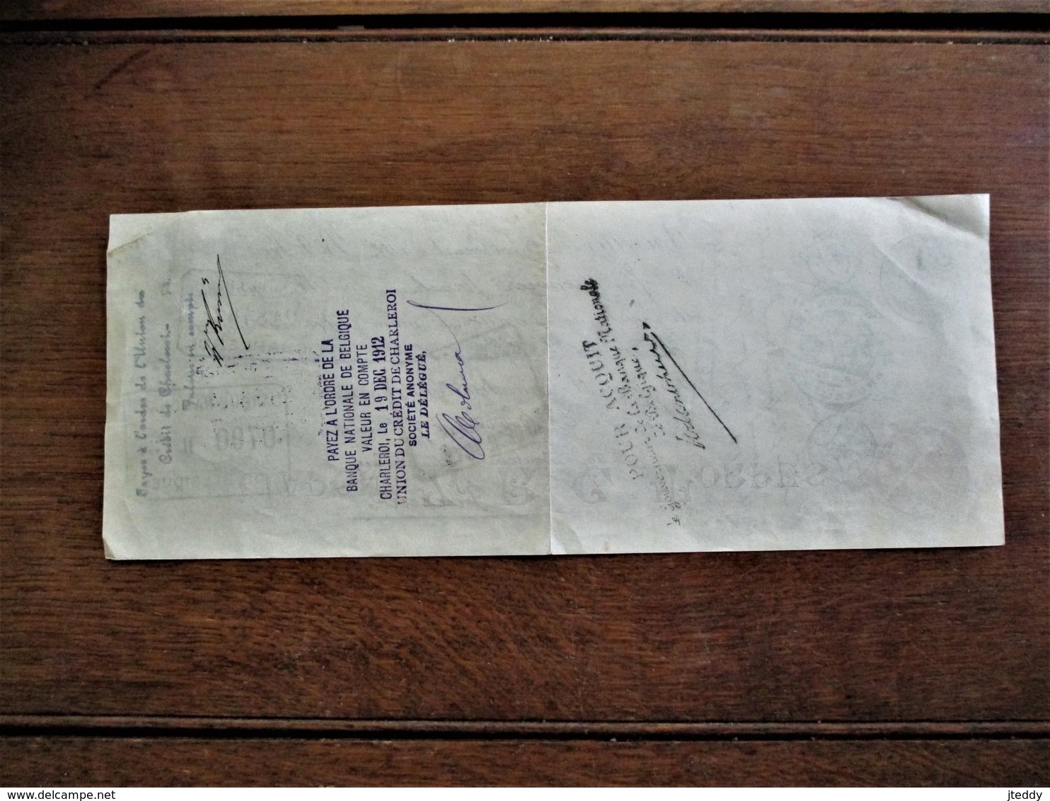 Betalingsbewijs   W M .  KUNNE  Bruxelles 1912 Met 7 Stempels Gesigneerd - Cheques & Traveler's Cheques