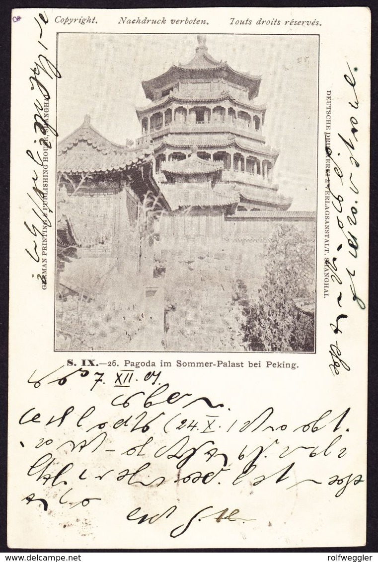 1901 AK Aus INKOU Russische Post In China Nach Bremerhaven. Nebenstempel  Shanghai Sowie Chinesische Und Französische - China