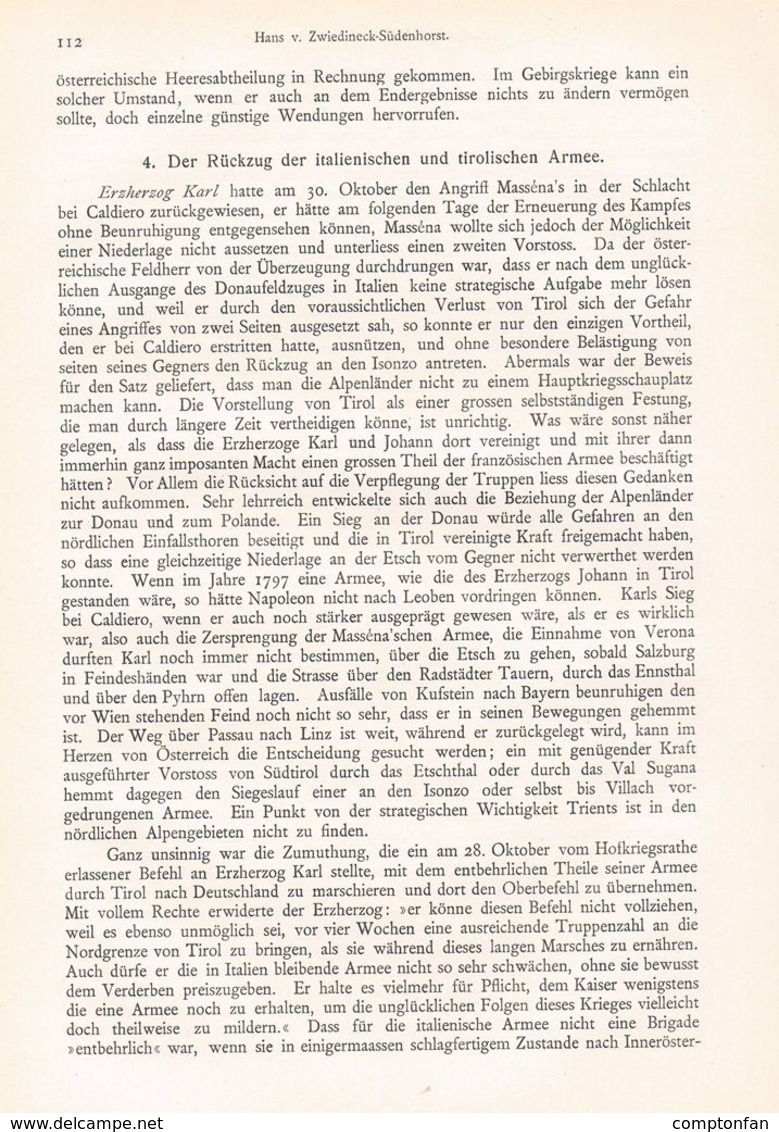 A102 605 - Zwiedineck-Südenhorst Franzosenkrieg Feldzug 1805 Artikel 1898 !!                                           . - Polizie & Militari