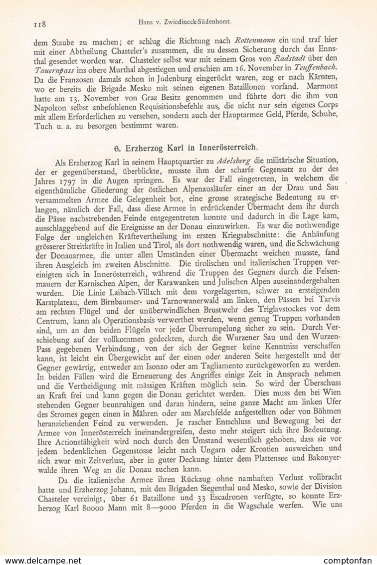 a102 605 - Zwiedineck-Südenhorst Franzosenkrieg Feldzug 1805 Artikel 1898 !!                                           .